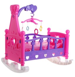 Doll Cradle Bed 2-in-1 with Sounds and Carousel