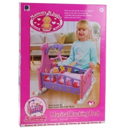 Doll Cradle Bed 2-in-1 with Sounds and Carousel