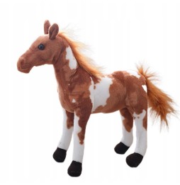 Plush White Horse Toy with Brown Spots