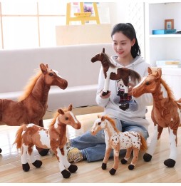 Plush White Horse Toy with Brown Spots