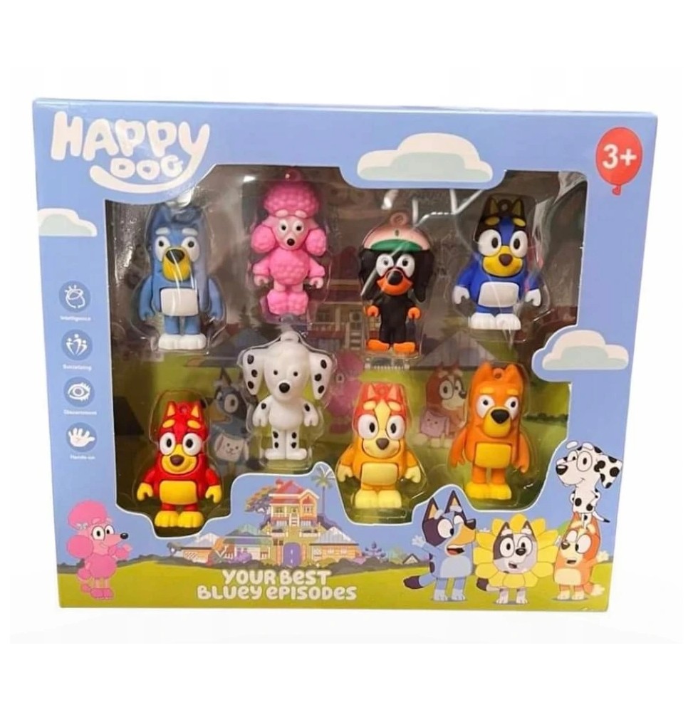 Set figurine Bluey și Bingo - 8 bucăți