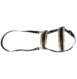 A4 Black Bridle for Hobby Horse with Fur