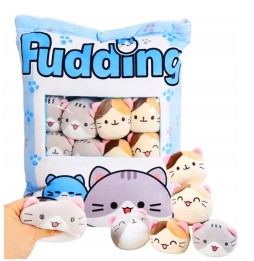 Pudding Pillow with Cat Plushies