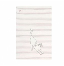 Medium Cat Notebook - Soft Cover, Pink and Cream