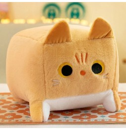 Plush Cat Cushion Light Brown 20 cm