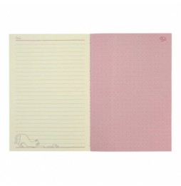 Medium Cat Notebook - Soft Cover, Pink and Cream