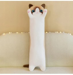 Long White-Brown Cat Plush Toy 100 cm