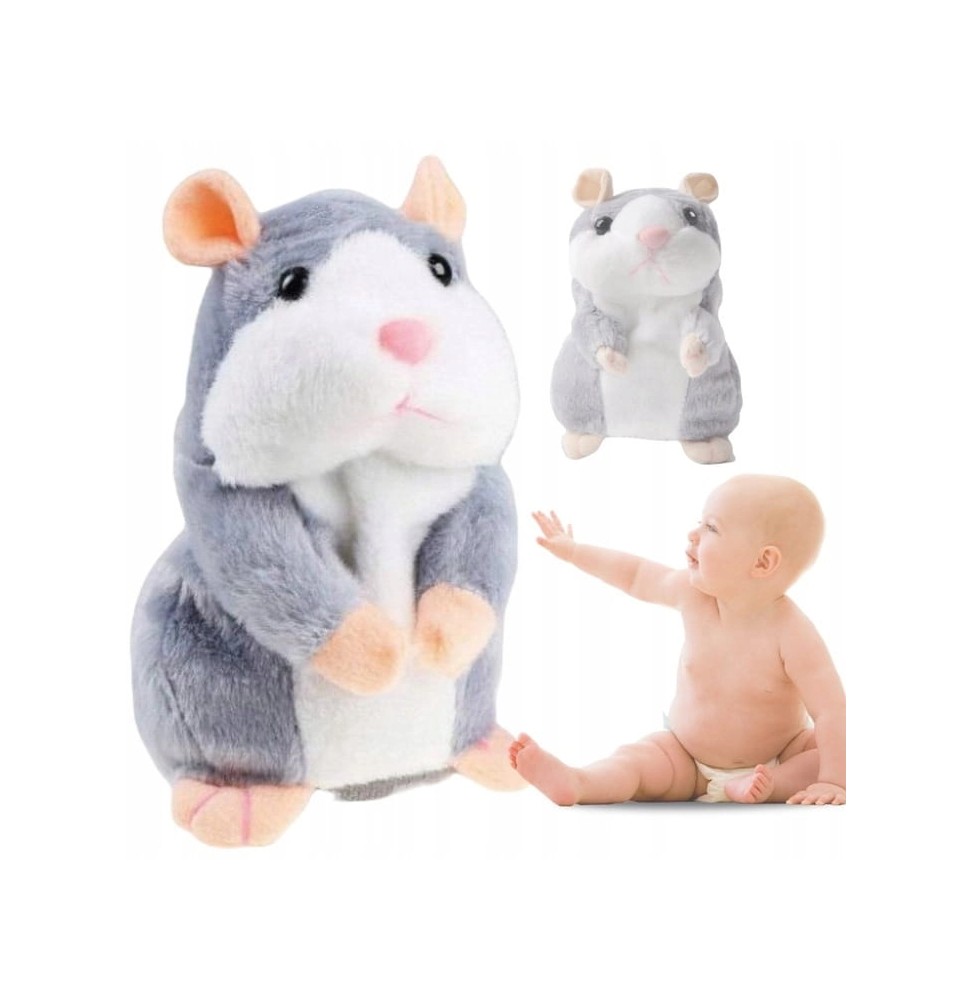 Talking Interactive Hamster Plush Toy Gray