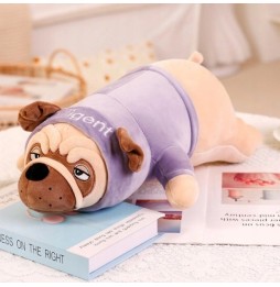 Maskotka pies mops 45 cm w czerwonym sweterku