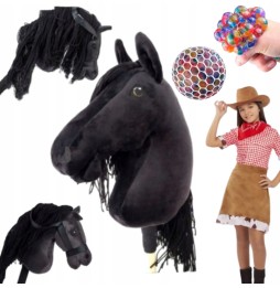 Black hobby horse with mane and slime ball