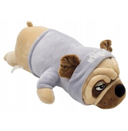 Maskotka pies mops 45 cm w czerwonym sweterku