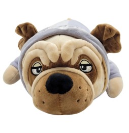Maskotka pies mops 45 cm w czerwonym sweterku