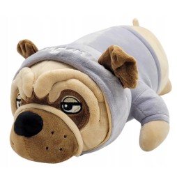 Maskotka pies mops 45 cm w czerwonym sweterku