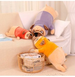 Maskotka pies mops 45 cm w czerwonym sweterku