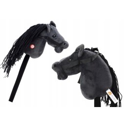 Plush Hobby Horse on Stick - Black