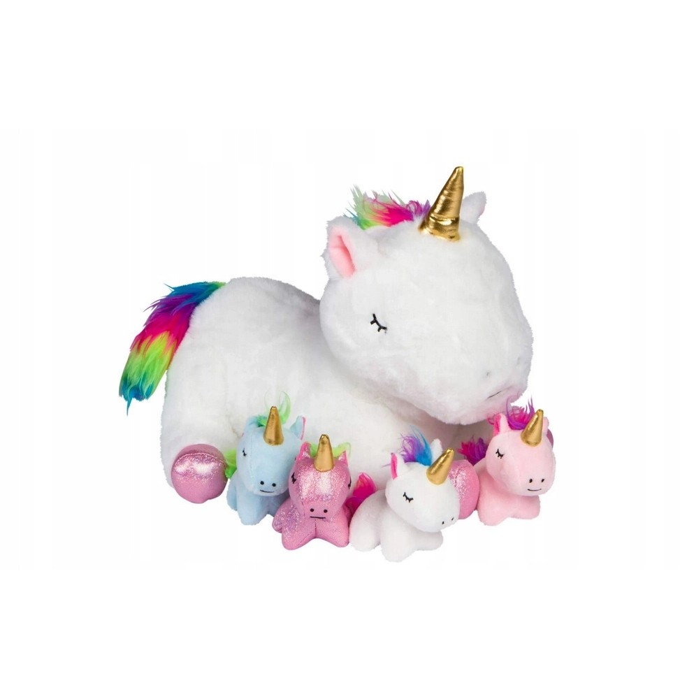 Unicorn din pluș cu set de 5 jucării