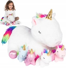 Unicorn din pluș cu set de 5 jucării