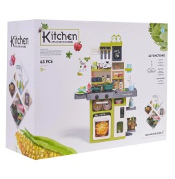 Kids Kitchen with Lights and Sounds 63pcs Green