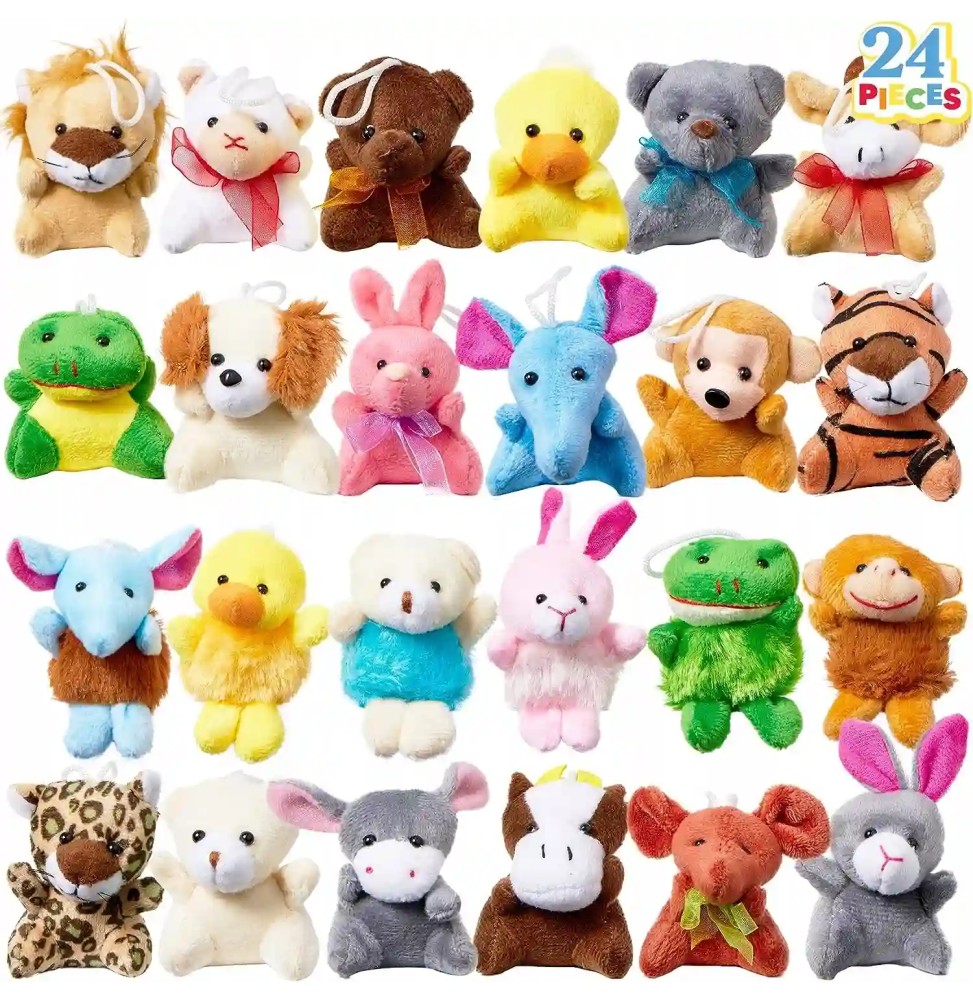 Mini Plush Animals Set of 24 for Kids