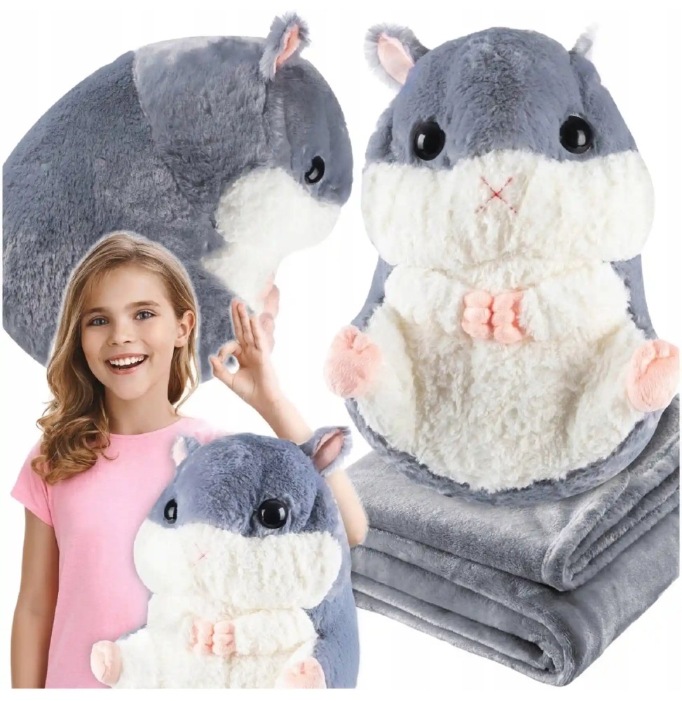 Plush Hamster with Blanket 3-in-1 for Kids