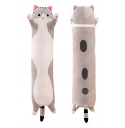 Long Gray Cat Plush Pillow 70 cm