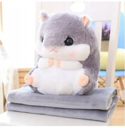 Plush Hamster with Blanket 3-in-1 for Kids