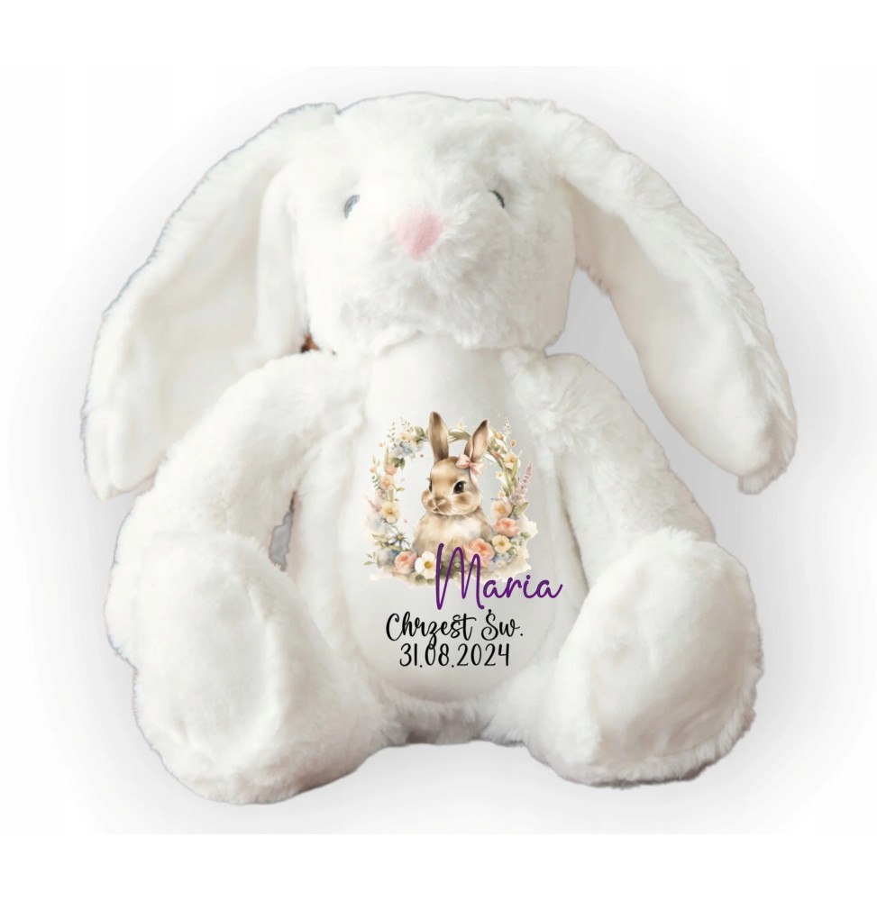 Króliczek na chrzest personalizowana maskotka Króliczek na chrzest personalizowana maskotka