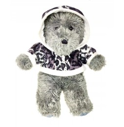 Plush Gray Bear in Hoodie Outfit