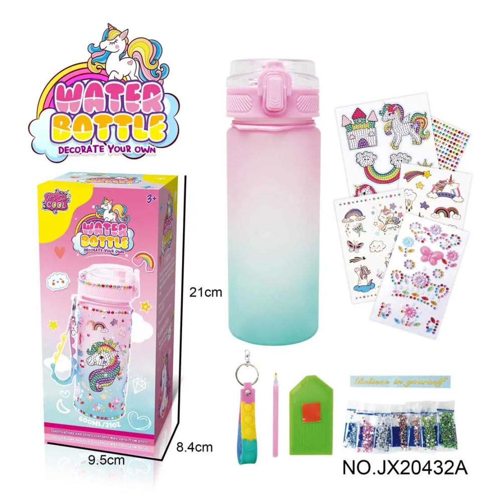 Unicorn Water Bottle with Decoration Accessories