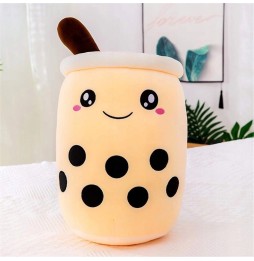 Pluszică mască bubble tea cană 35 cm bej