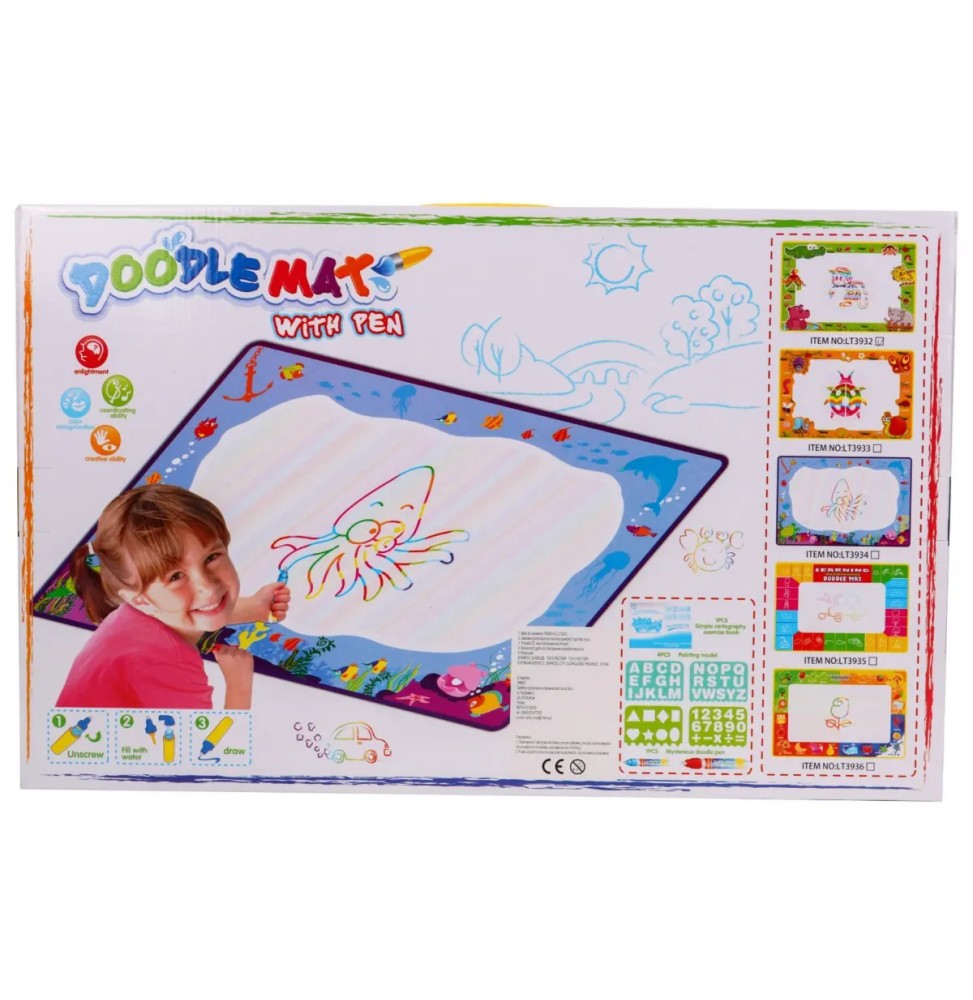 Water Drawing Mat for Kids with Disappearing Art