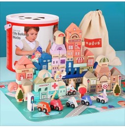 Wooden City Blocks for Kids 3+ with Sorter