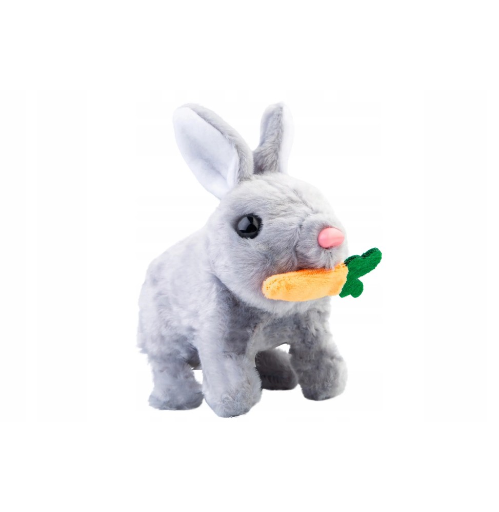 Interactive Gray Bunny with Carrot