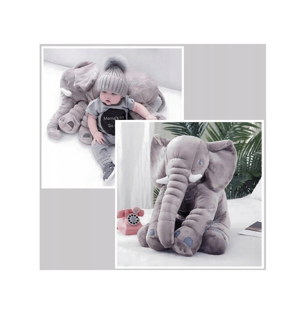 Elefant moale de pluș 70 cm gri