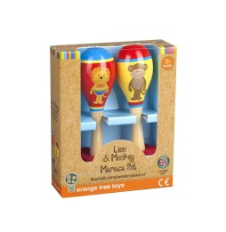 Lion & Monkey Wooden Maracas Set