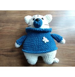 Navy Blue and White Handcrafted Teddy Bear