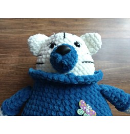 Navy Blue and White Handcrafted Teddy Bear