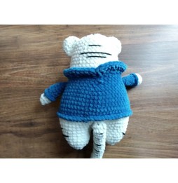 Navy Blue and White Handcrafted Teddy Bear