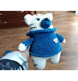 Navy Blue and White Handcrafted Teddy Bear