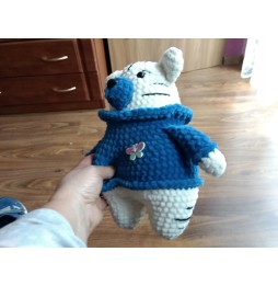 Navy Blue and White Handcrafted Teddy Bear