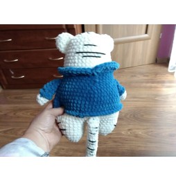 Navy Blue and White Handcrafted Teddy Bear