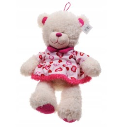 White Teddy Bear with Heart Dress