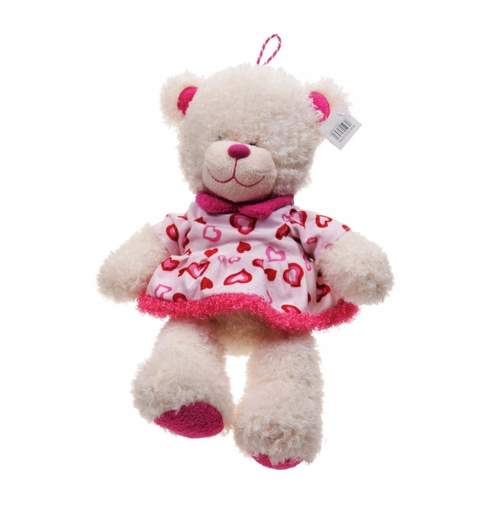 White Teddy Bear with Heart Dress