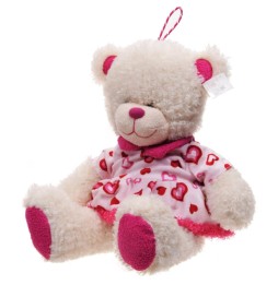 White Teddy Bear with Heart Dress