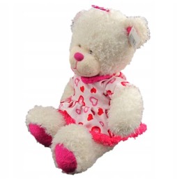 White Teddy Bear with Heart Dress