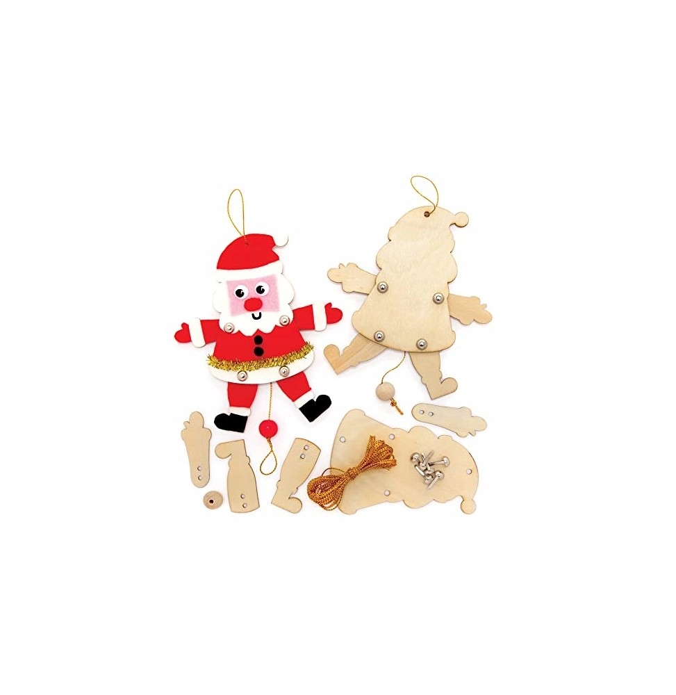 Baker Ross Santa Wooden Puppet Pack of 5