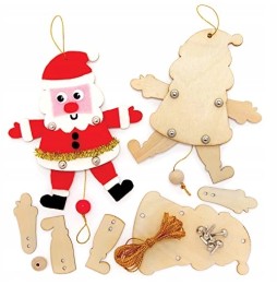 Baker Ross Santa Wooden Puppet Pack of 5