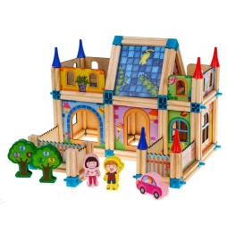 Wooden Construction Blocks for Kids 128 Pieces