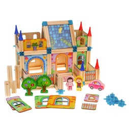 Wooden Construction Blocks for Kids 128 Pieces