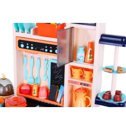 Blue Kitchen for Kids with Faucet and Interactive Burner